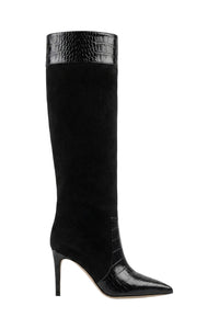 Bottes Stiletto 85 en daim - Carbone Off Black