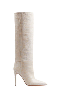 Bottes Stiletto 105 en cuir embossé - Bone China