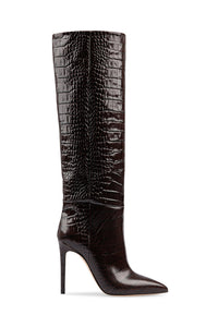 Bottes Stiletto 105 en cuir embossé - Ebano