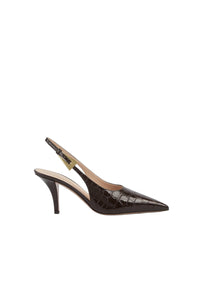 Slingbacks Jessica 75 en cuir embossé - Ebano