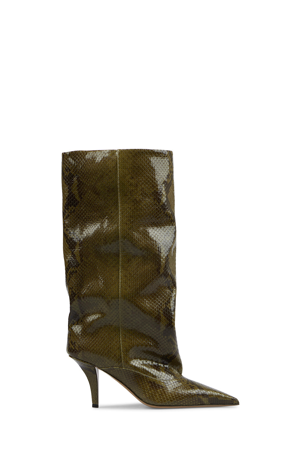 Bottes Ines 75 en cuir embossé - Chalk