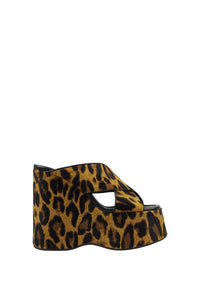 Mules à plateforme Mara en cuir imprimé - Mustard Leopard