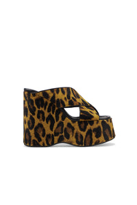 Mules à plateforme Mara en cuir imprimé - Mustard Leopard