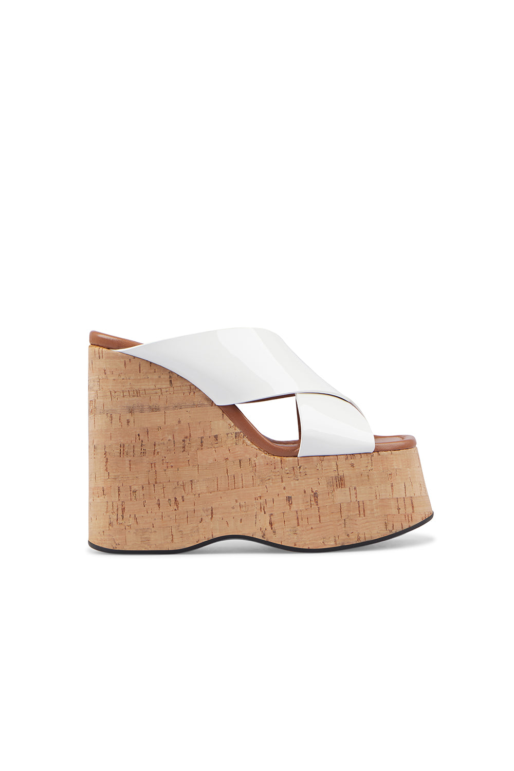 Mules à plateforme Mara en cuir verni - White Naturale