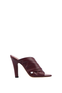 Mules à talons Maria 100 en cuir - Rouge Noir