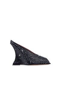 Mules compensées Nina 105 satinées - Onyx