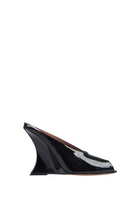 Nina 105 patent leather wedge mules - Black