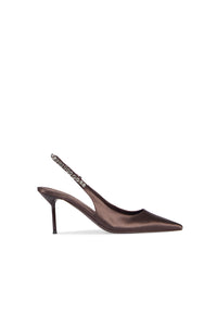 Slingbacks Lidia 70 satinées - Ebano Grey Diamond
