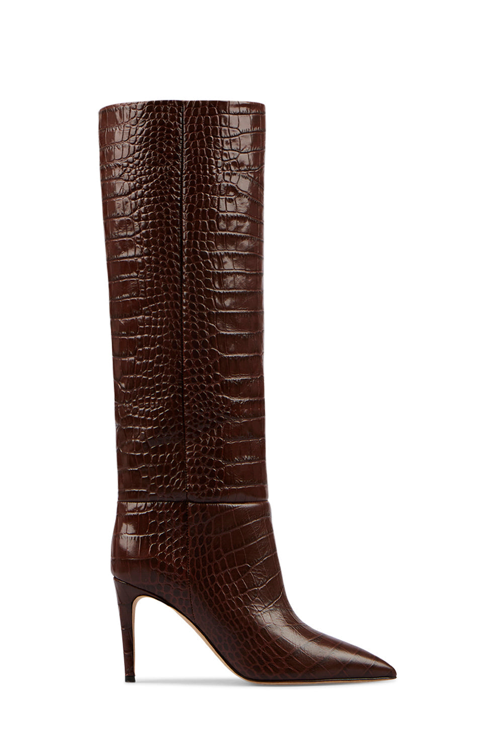 Bottes Stiletto 85 en cuir embossé - Cioccolato