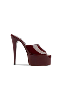 Mules à plateforme Marina en cuir verni - Rouge Noir