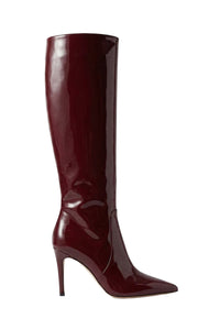 Bottes Stiletto 85 en cuir verni - Pinot Noir