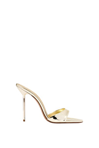 Mules à talons Lidia en cuir irisé - Gold