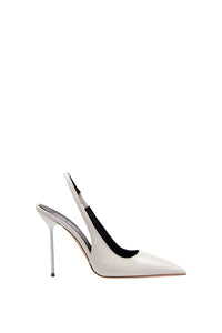 Slingbacks Lidia en cuir verni - White
