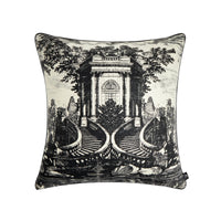 Giardino Settecentesco cashmere cushion - Black & White