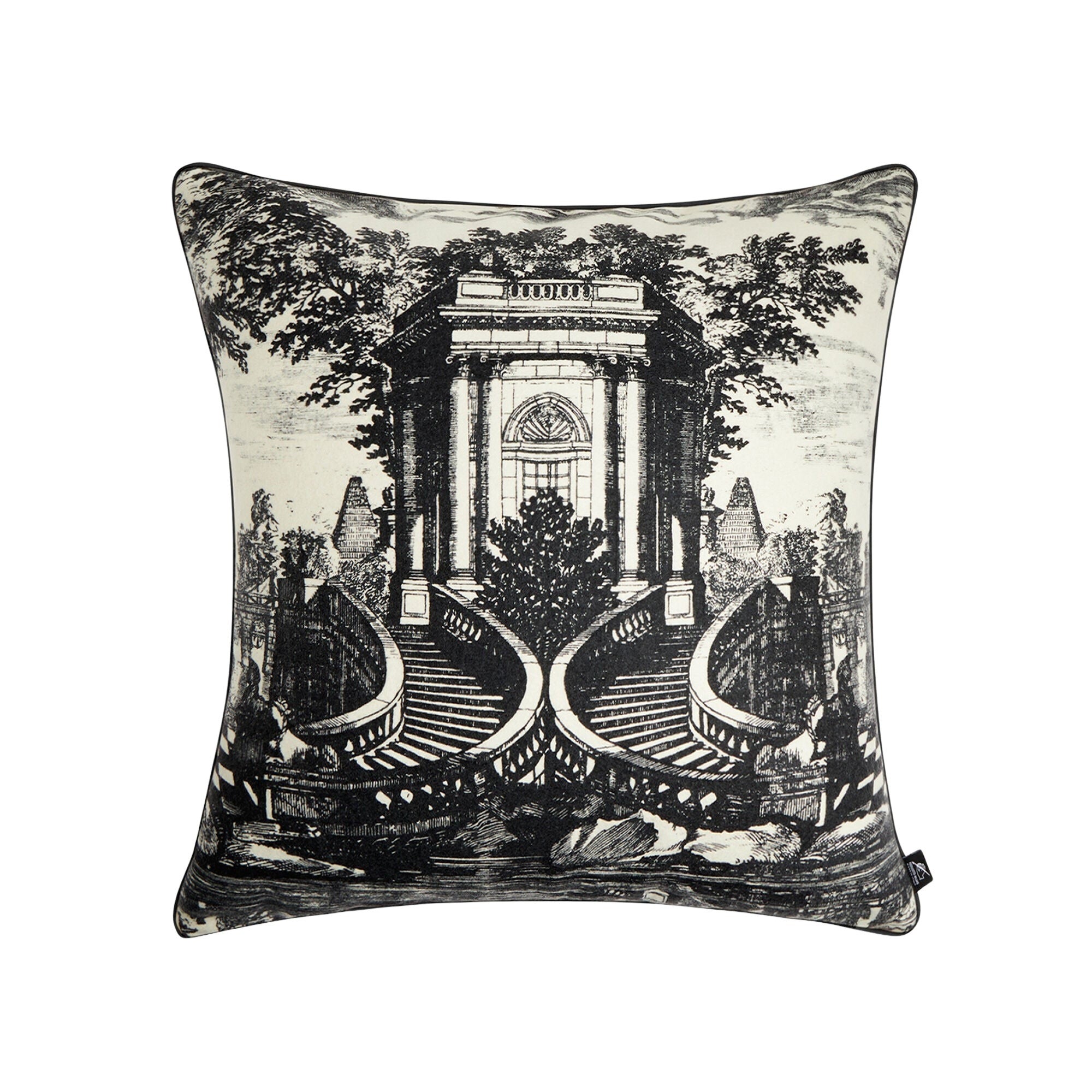 Giardino Settecentesco cashmere cushion - Black & White