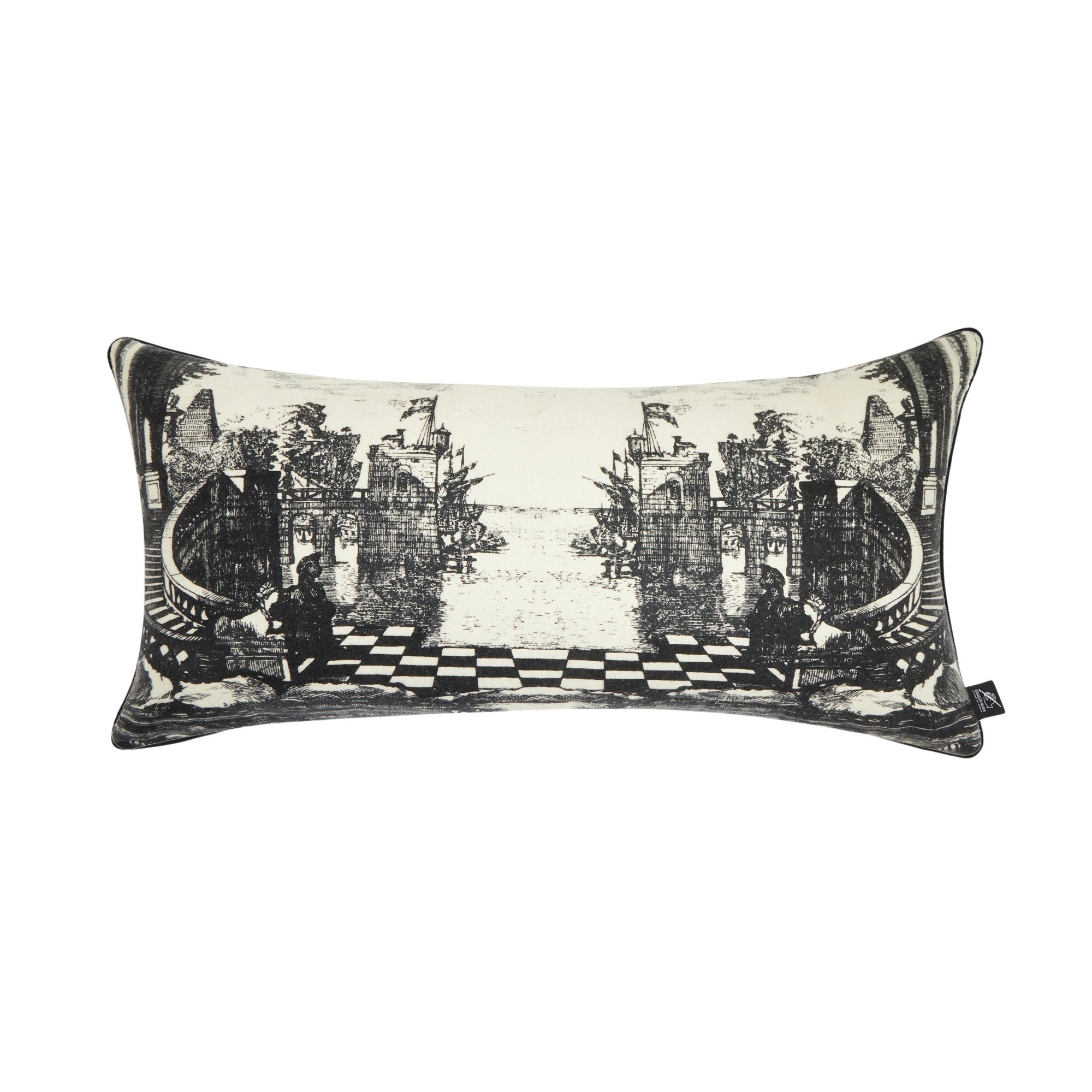 Giardino Settecentesco cashmere cushion - Black & White