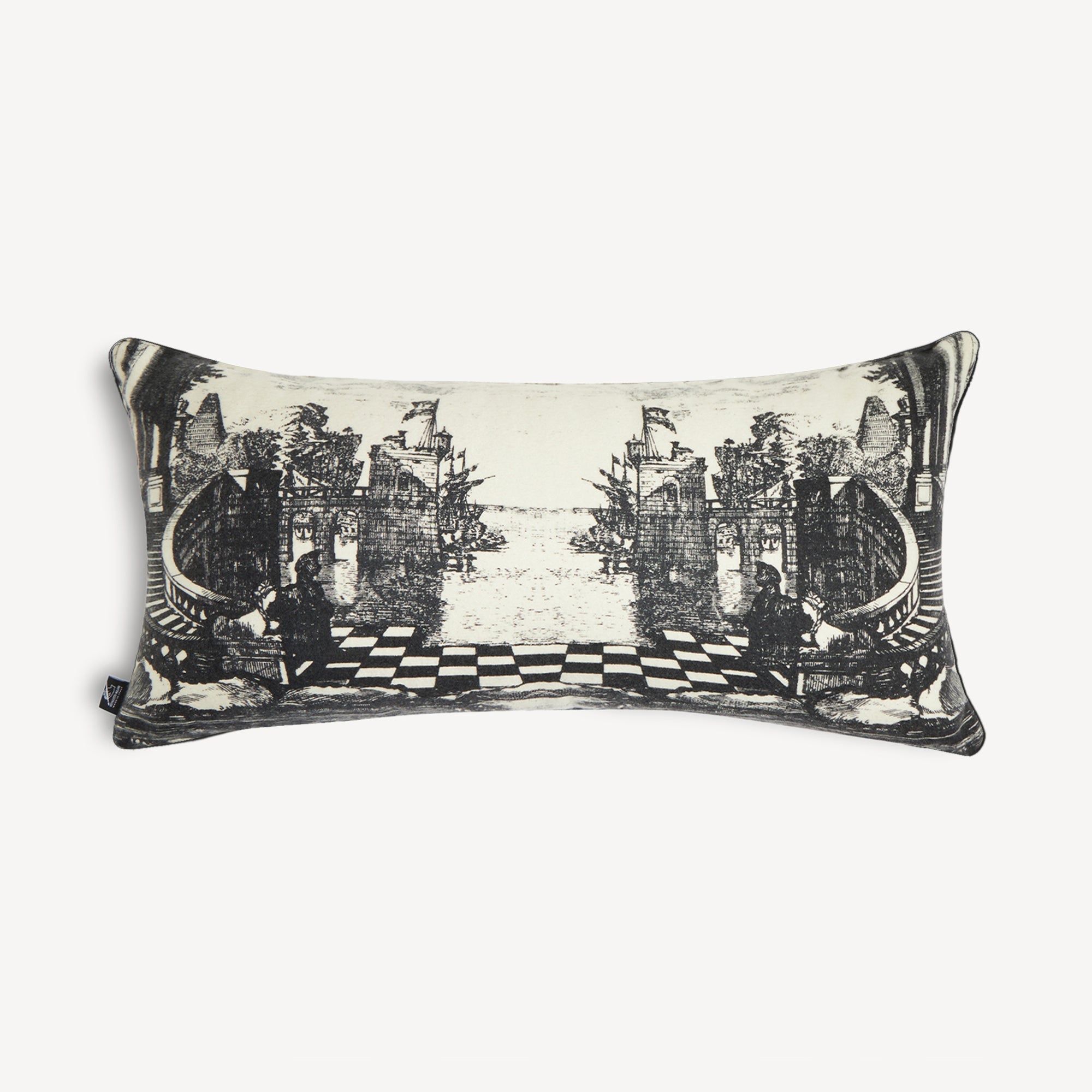 Giardino Settecentesco cashmere cushion - Black & White