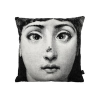 Ape cushion in linen mix - Black & White