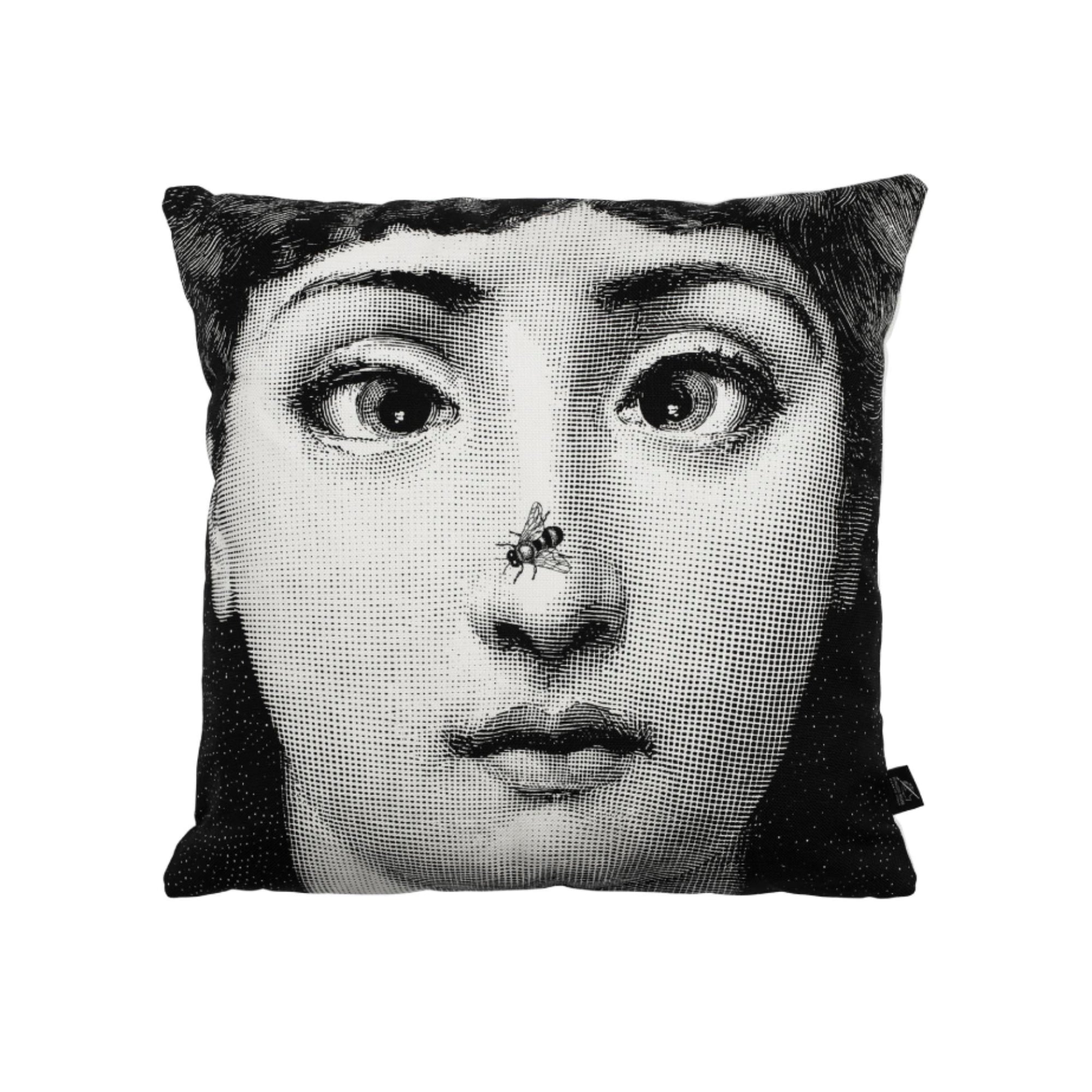 Ape cushion in linen mix - Black & White