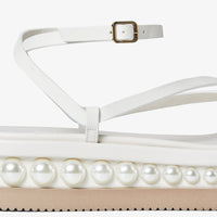 Sandales Pine à plateforme 25 en cuir et perles - Latte & White