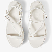 Sandales Pine à plateforme 25 en cuir et perles - Latte & White