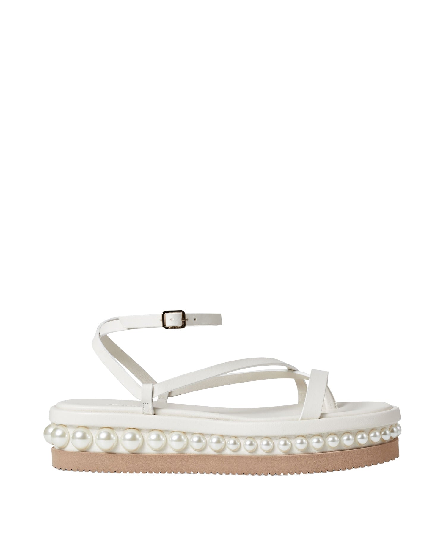 Sandales Pine à plateforme 25 en cuir et perles - Latte & White