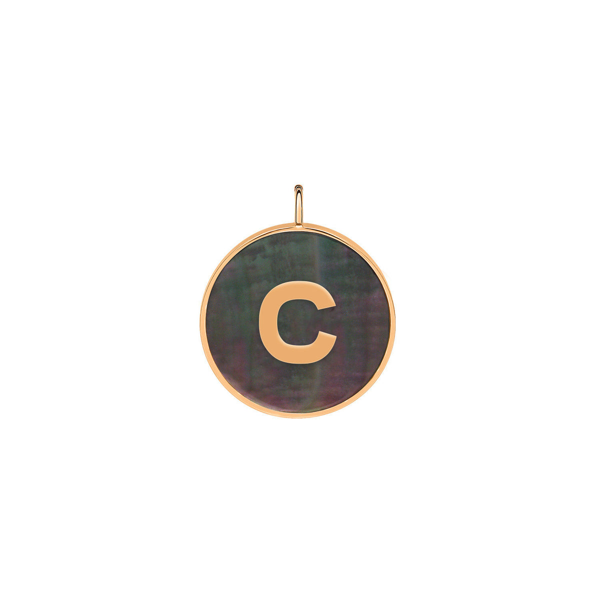 initial ever black MOP disc pendant