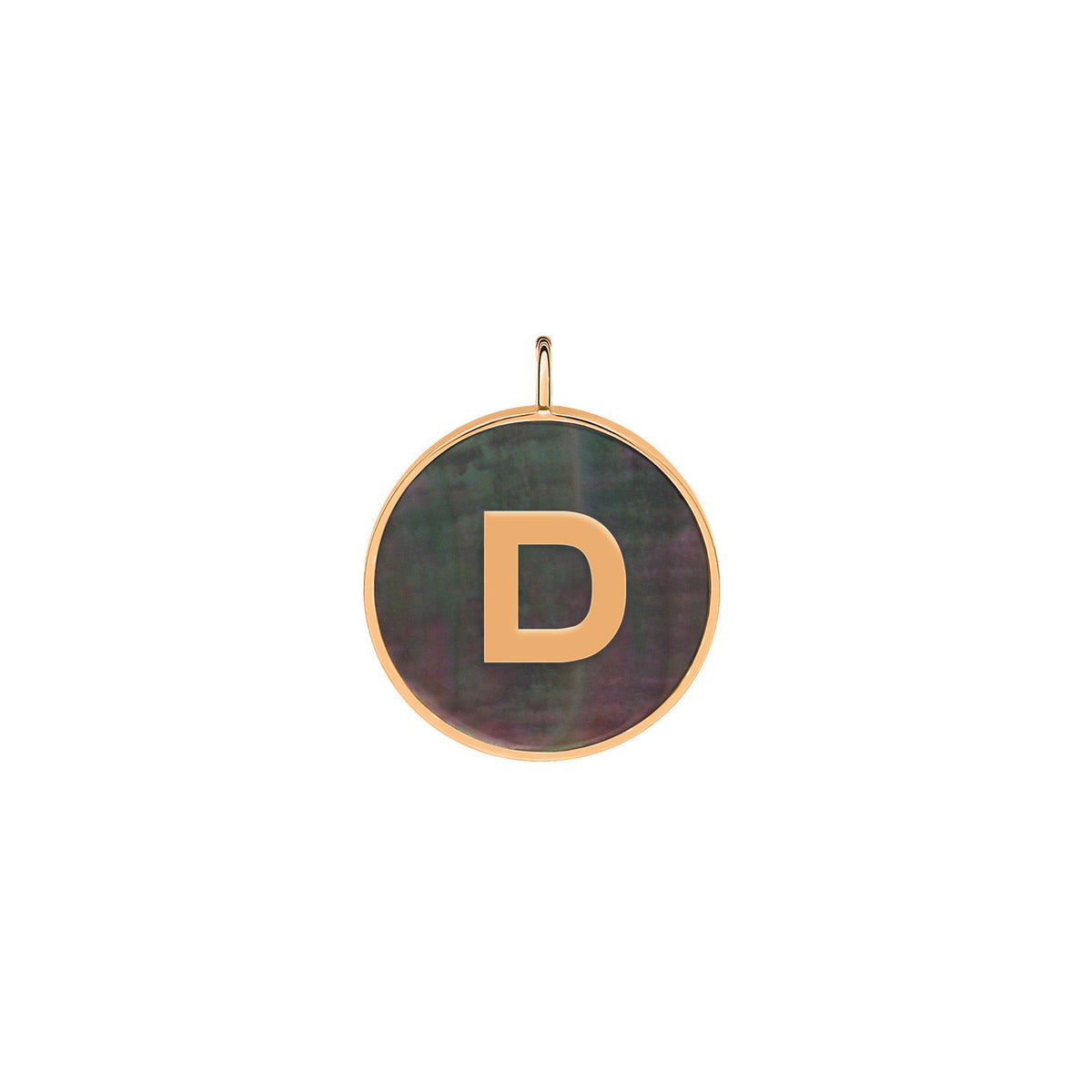 initial ever black MOP disc pendant