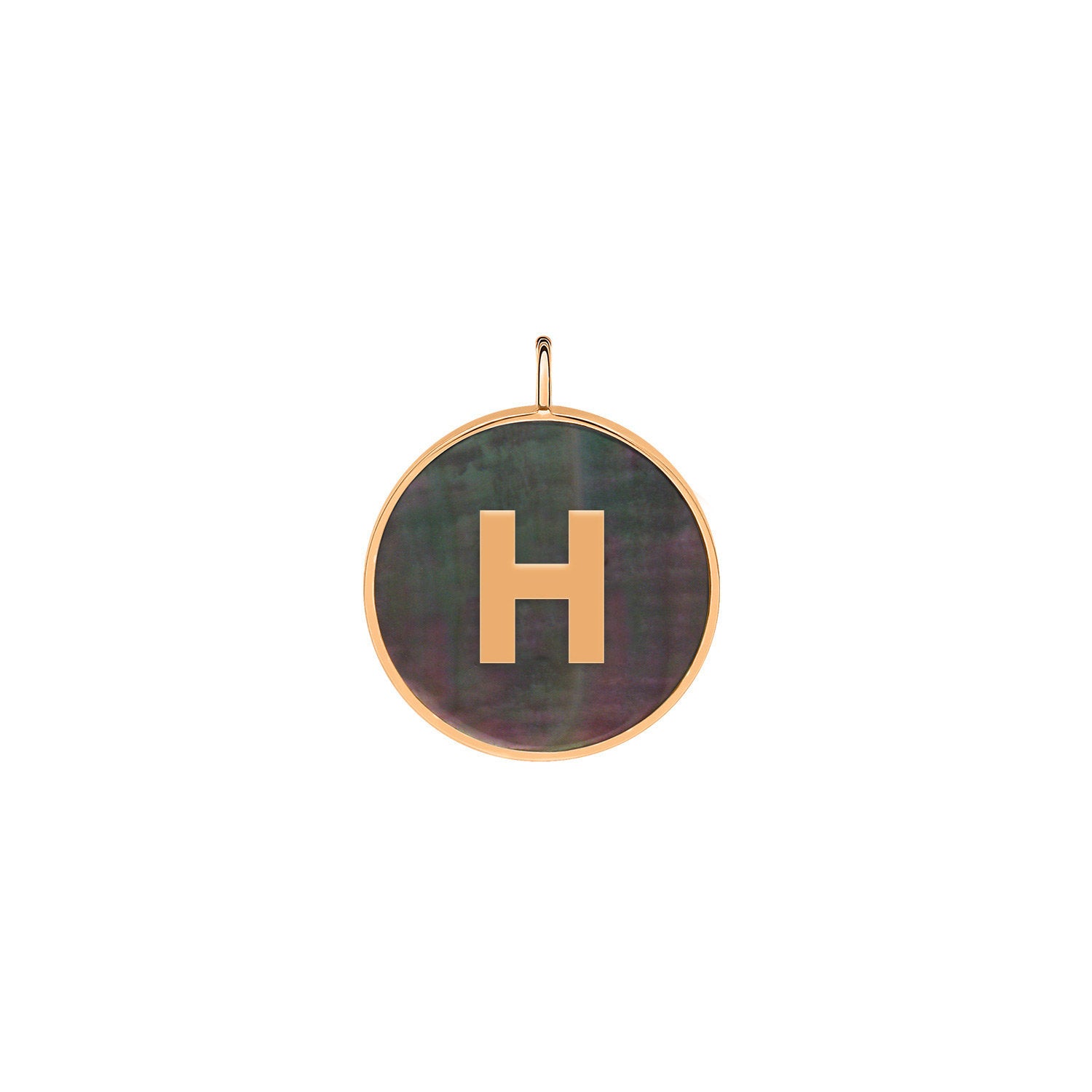 initial ever black MOP disc pendant