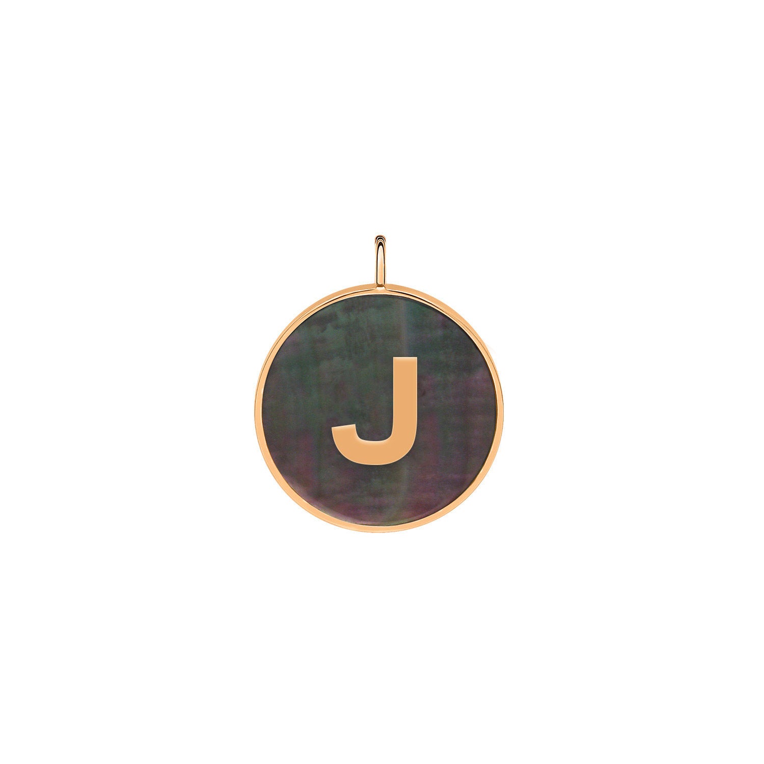 initial ever black MOP disc pendant