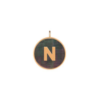 initial ever black MOP disc pendant