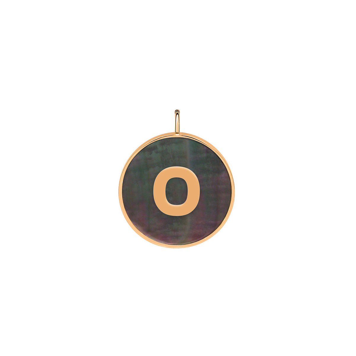 initial ever black MOP disc pendant
