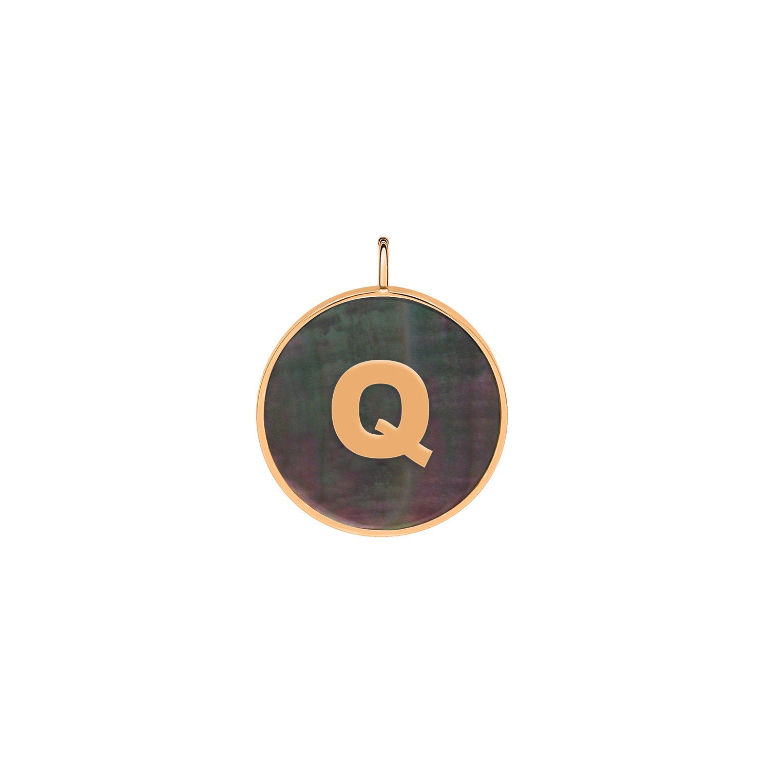 initial ever black MOP disc pendant