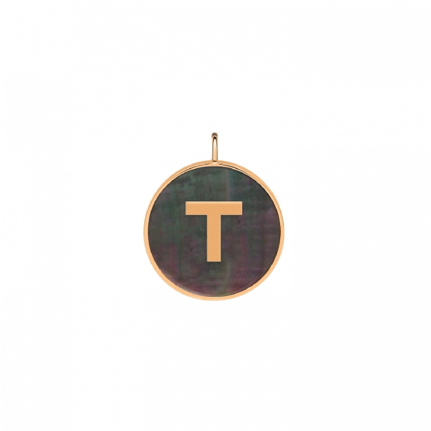 initial ever black MOP disc pendant