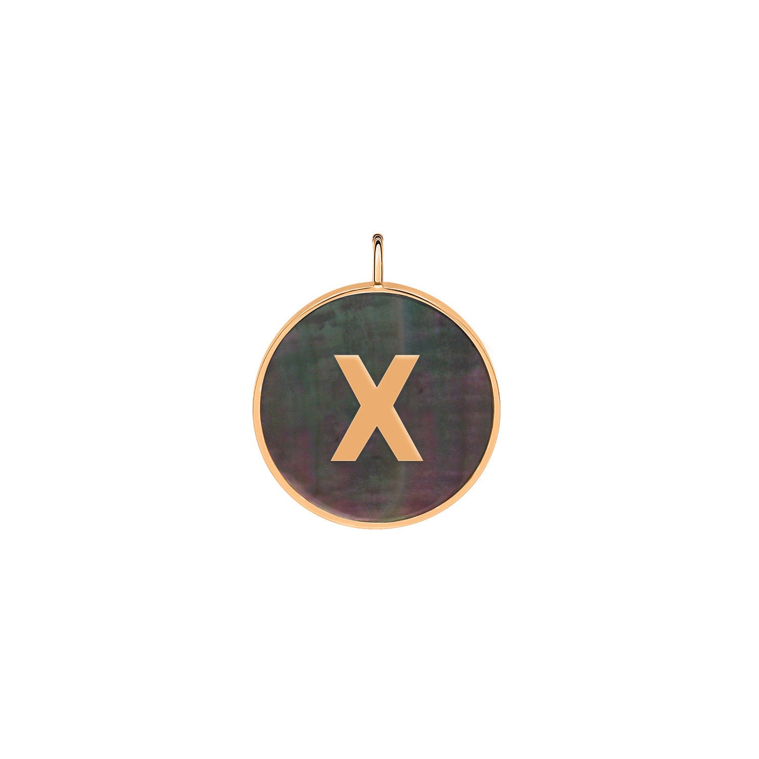 initial ever black MOP disc pendant