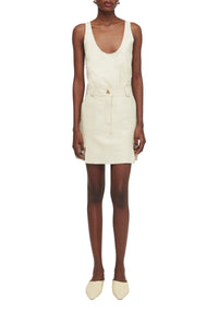 Jupe courte Pinto en cuir - Oyster