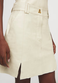 Jupe courte Pinto en cuir - Oyster