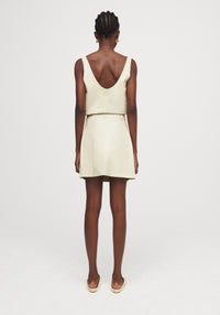Jupe courte Pinto en cuir - Oyster