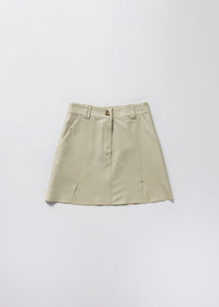 Jupe courte Pinto en cuir - Oyster