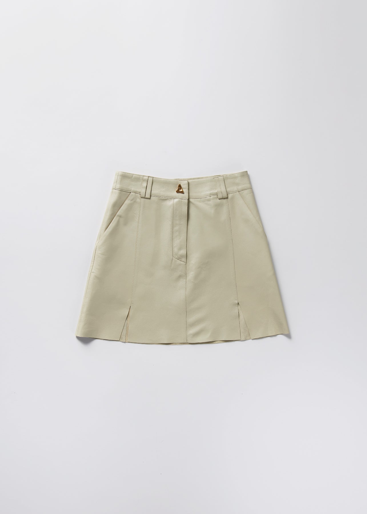 Jupe courte Pinto en cuir - Oyster