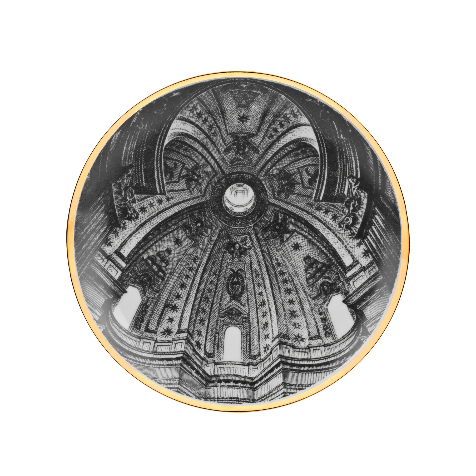 Cupola S.Ivo Sapienza porcelain plate - Gold & Black & White