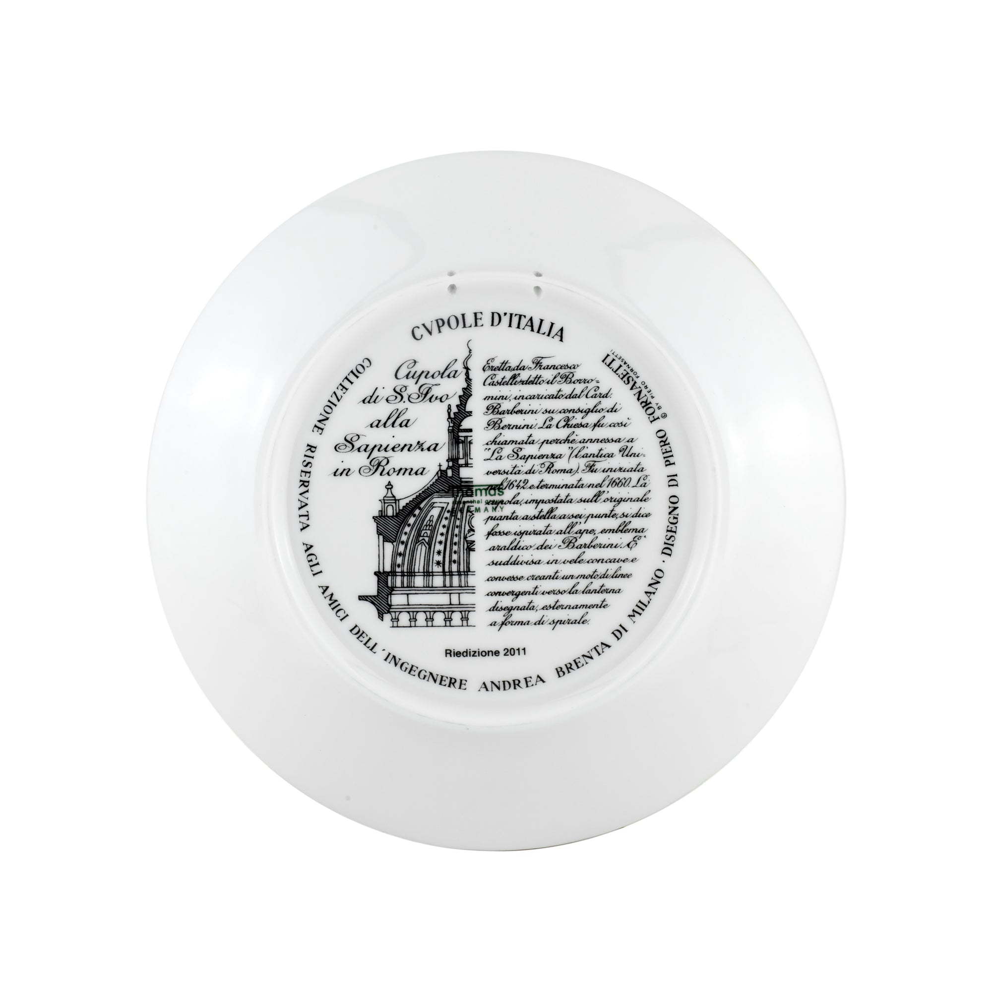 Cupola S.Ivo Sapienza porcelain plate - Gold & Black & White