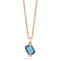 Pendentif Ritratto en Or rose 18K & Topaze London & Diamant