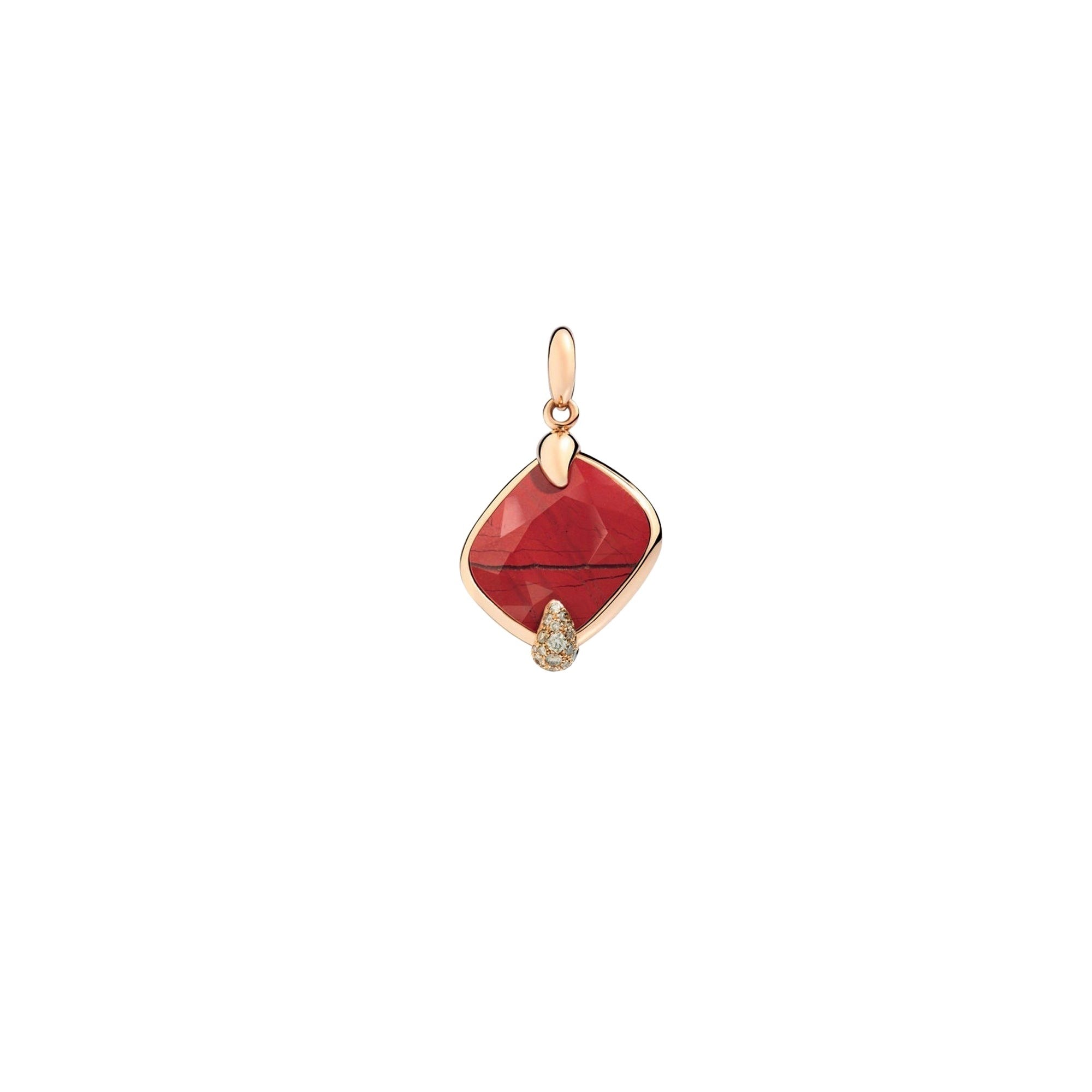 Pendentif Ritratto en Or rose 18K & Jaspe rouge & Diamant