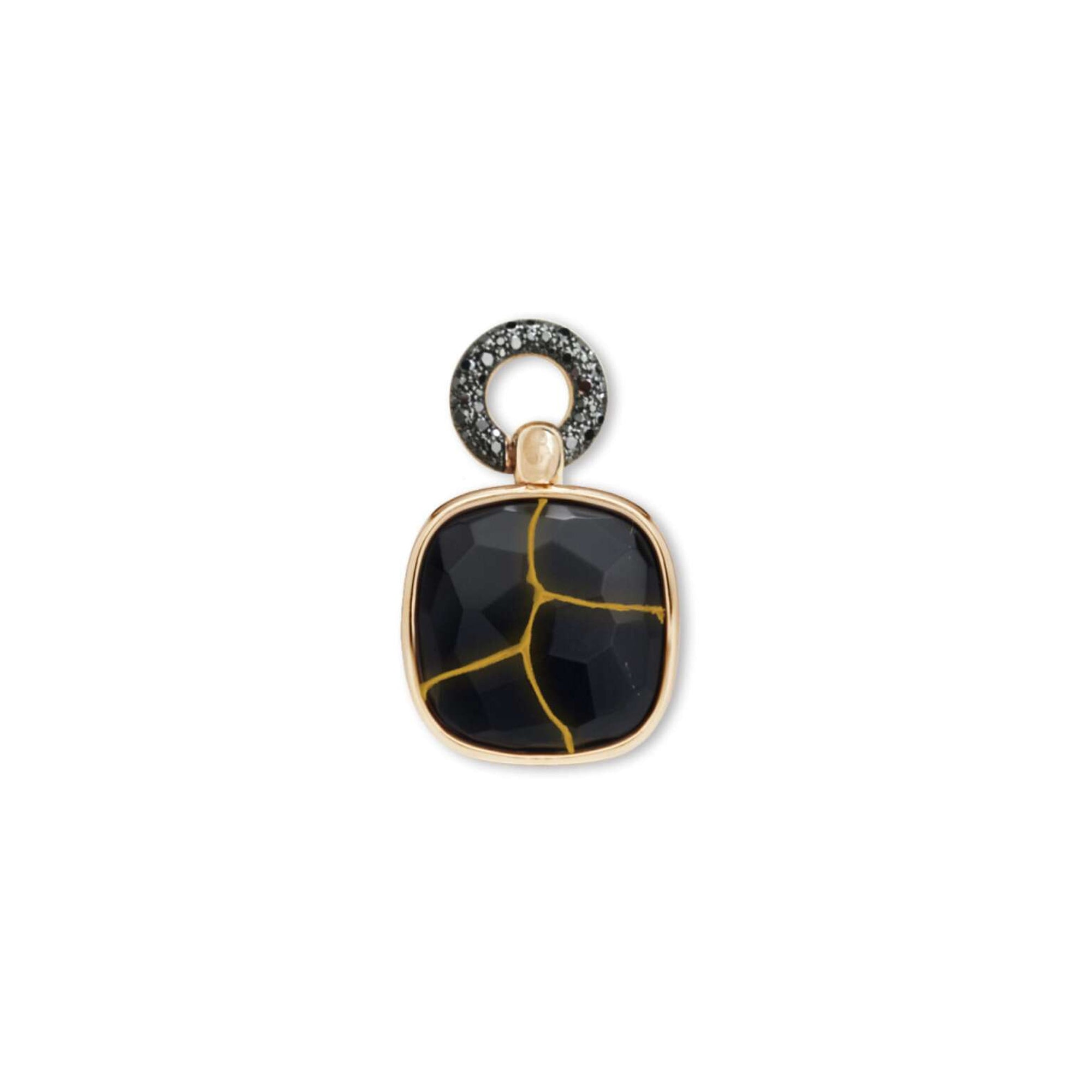 Pendentif Kintsugi en Or rose 18K et Jet & Diamant
