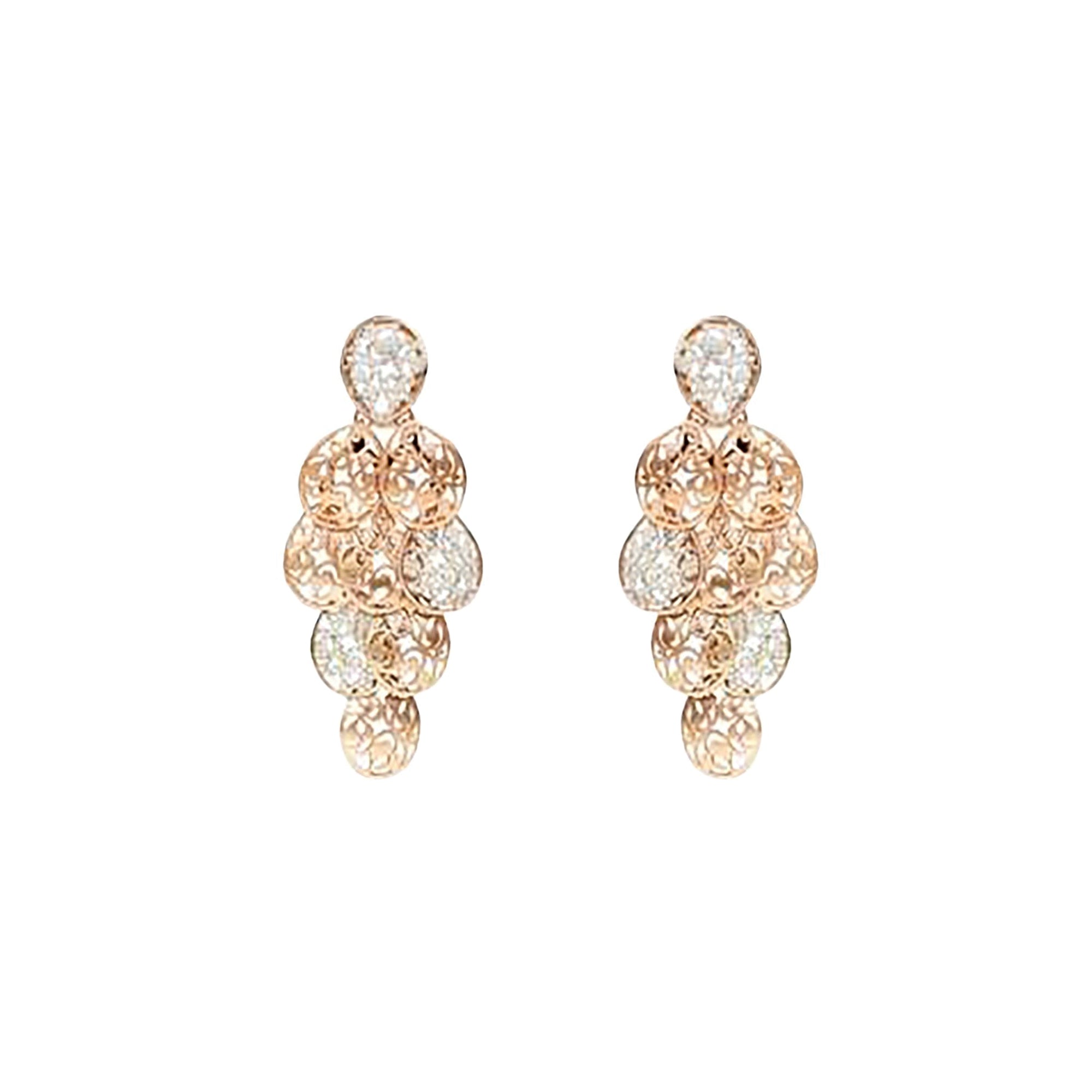 Boucles d'oreilles Arabesque en Or rose mat 18K & Diamant