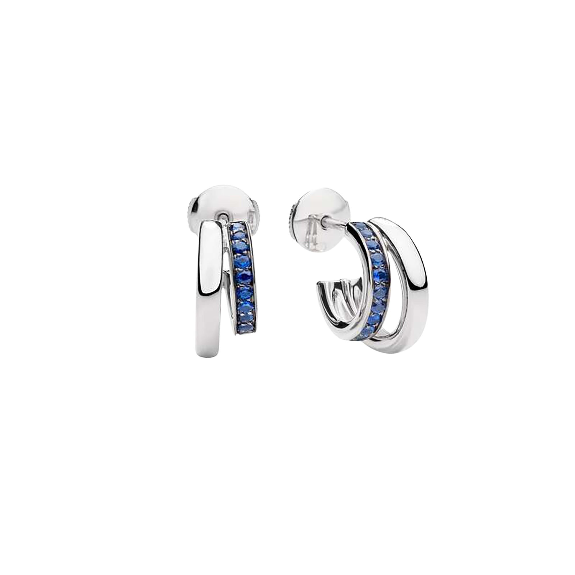 Créoles Together en Or blanc 18K & Saphir