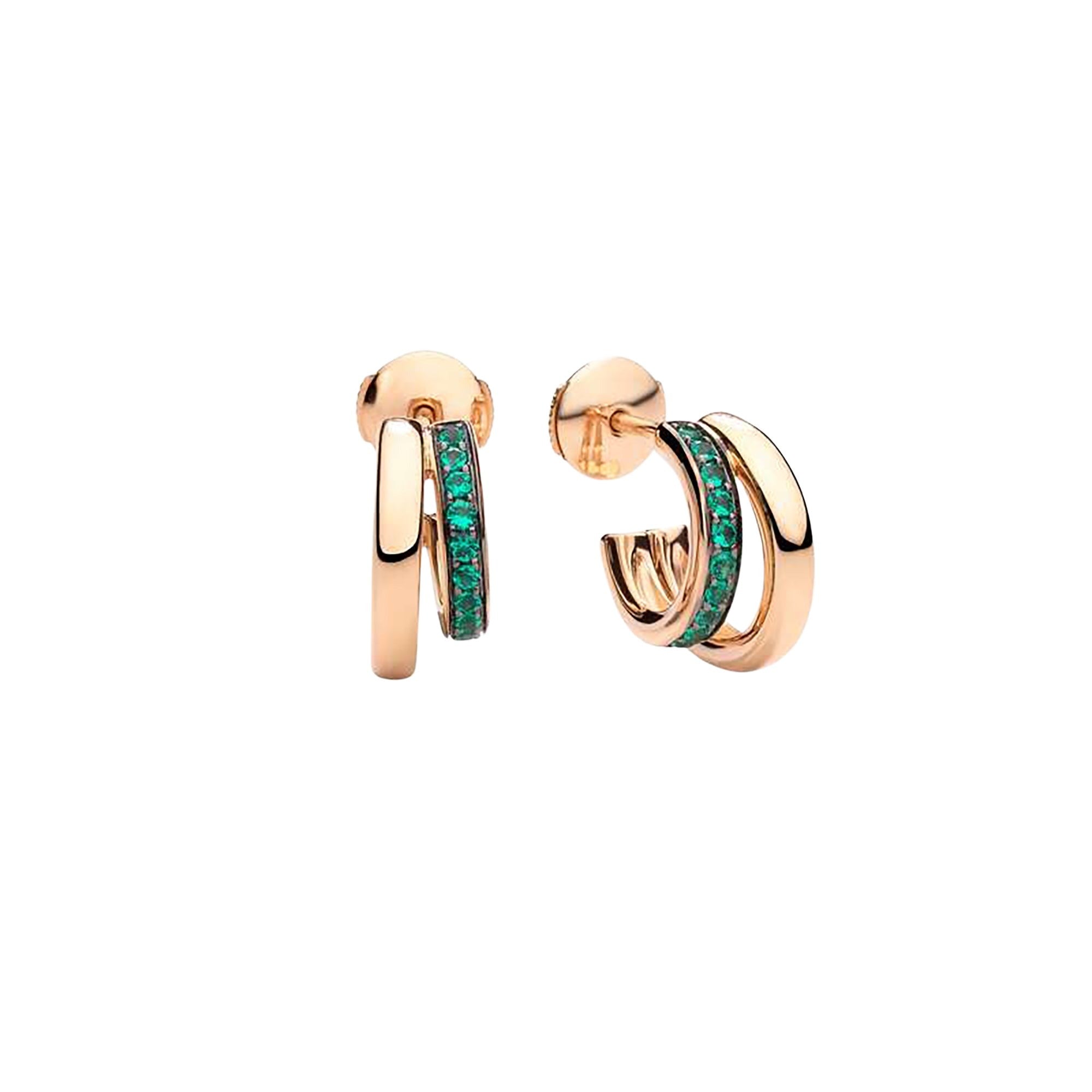 Créoles Together en Or rose 18K & Émeraude
