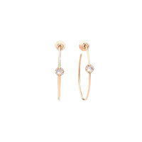 Créoles M'ama non M'ama en Or rose 18K et Pierre de lune & Diamant