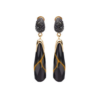 Boucles d'oreilles Kintsugi en Or rose 18K et Jet & Diamant